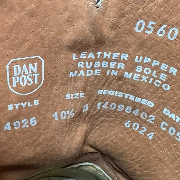 Dan Post Men’s Dugan Brown Western Cowboy Boots Size US 10 D - Picture 10 of 11